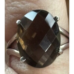 Natural  Smoky Topaz 925 Solid Sterling Silver  RING sz 7.25
